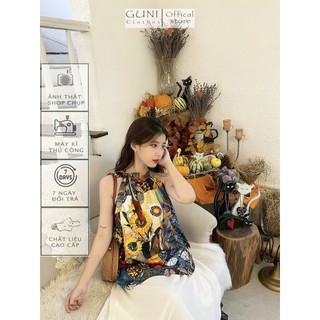 Áo yếm nữ cột nơ cổ  in hoạ tiết Guni Clothes