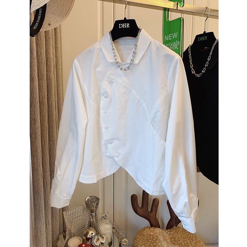 Áo Sơ Mi Cotton Tay Dài Dáng Rộng Ngắn Cài Khuy Kiểu Retro Phương Tây Thời Trang Mùa Xuân 2022