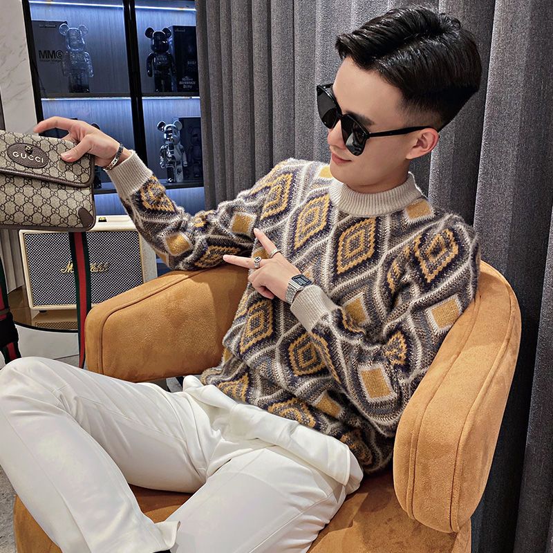Áo Sweater Dệt Kim Dày Dặn Thời Trang Thu Đông Cho Nam Giới