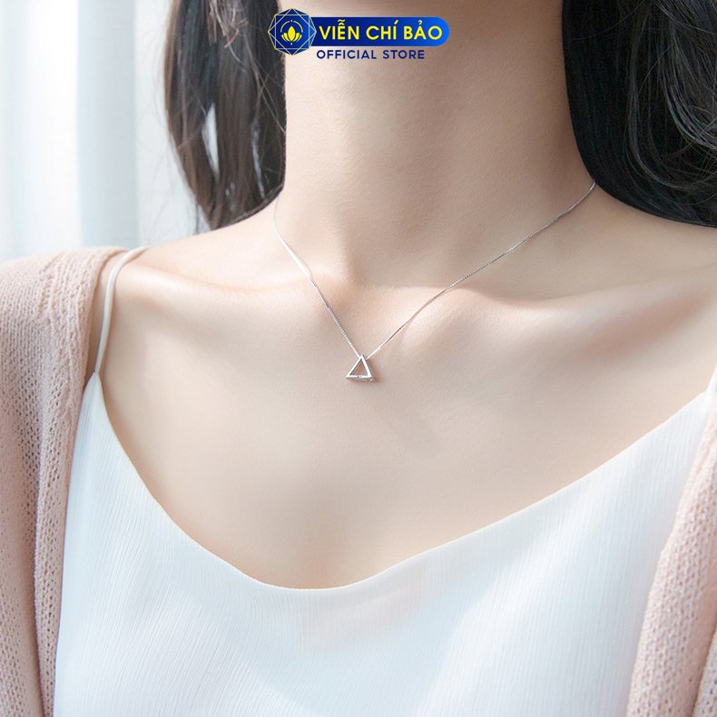 Dây chuyền hình tam giác đính đá chất liệu bạc 925 thời trang phụ kiện trang sức nữ Viễn Chí Bảo D400490x