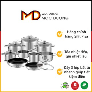 Bộ nồi Silit Pisa 10 món đáy 3 lớp chất liệu thép không gỉ - nhập Đức chính hãng