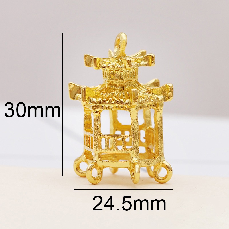 1 tháp đúc, lầu đúc lục giác 24.5*30mm nguyên liệu làm trâm làm trang sức cổ trang cosplay cổ phục có màu KC