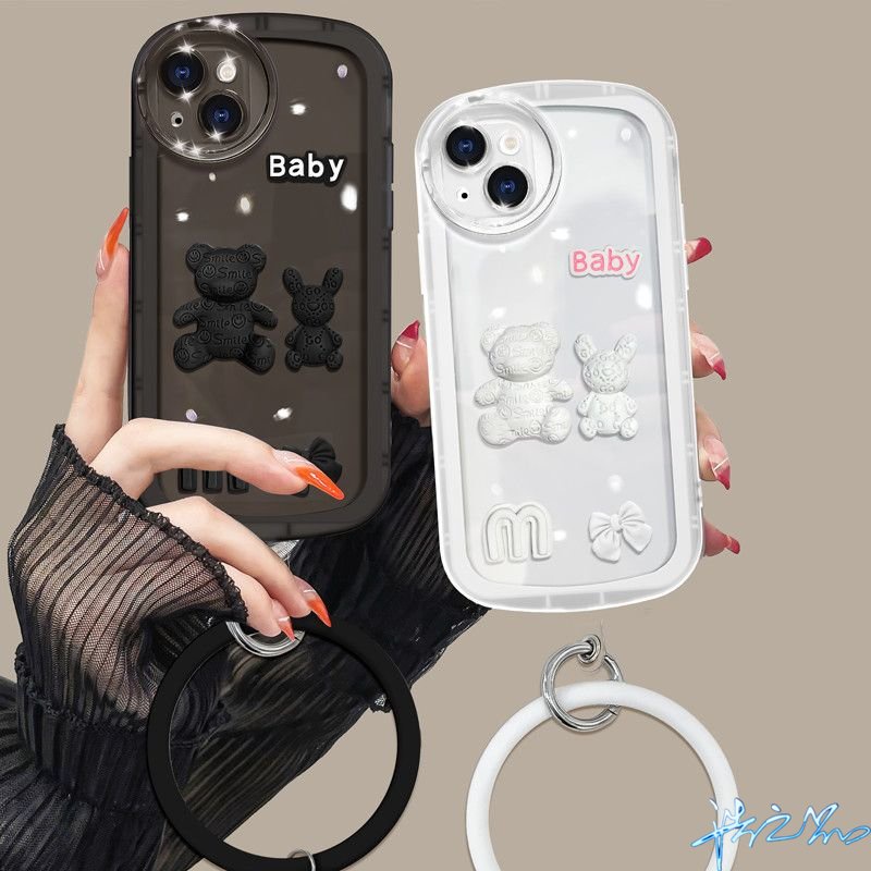 Ốp Điện Thoại Hình Gấu 3D Có Vòng Đeo Tay Cho Vivo Y16 Y02S case Y35 V25 Y22S Y22 Y15S Y15A Y21 Y33S Y21A Y21G Y33T 2022