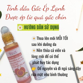 Son dưỡng môi thiên nhiên, hỗ trợ giảm thâm môi, khô môi, nứt nẻ môi Son bi lăn dầu gấc chai 10ml  Thiên Ân handmade