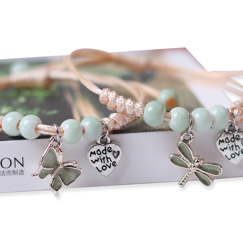 Vòng lắc dây rút charm Bướm và Chuồn Chuồn xinh - Handmade