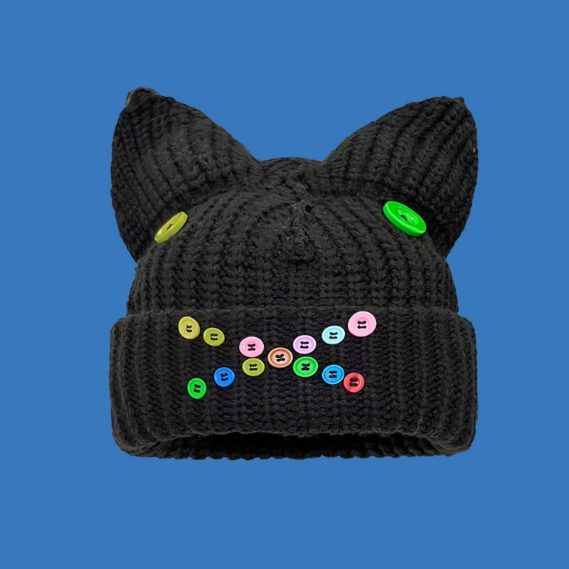 Mũ Dệt Kim Mềm Mại Hình Tai Mèo Hoạt Hình Thời Trang Mùa Đông Cho Người Lớn