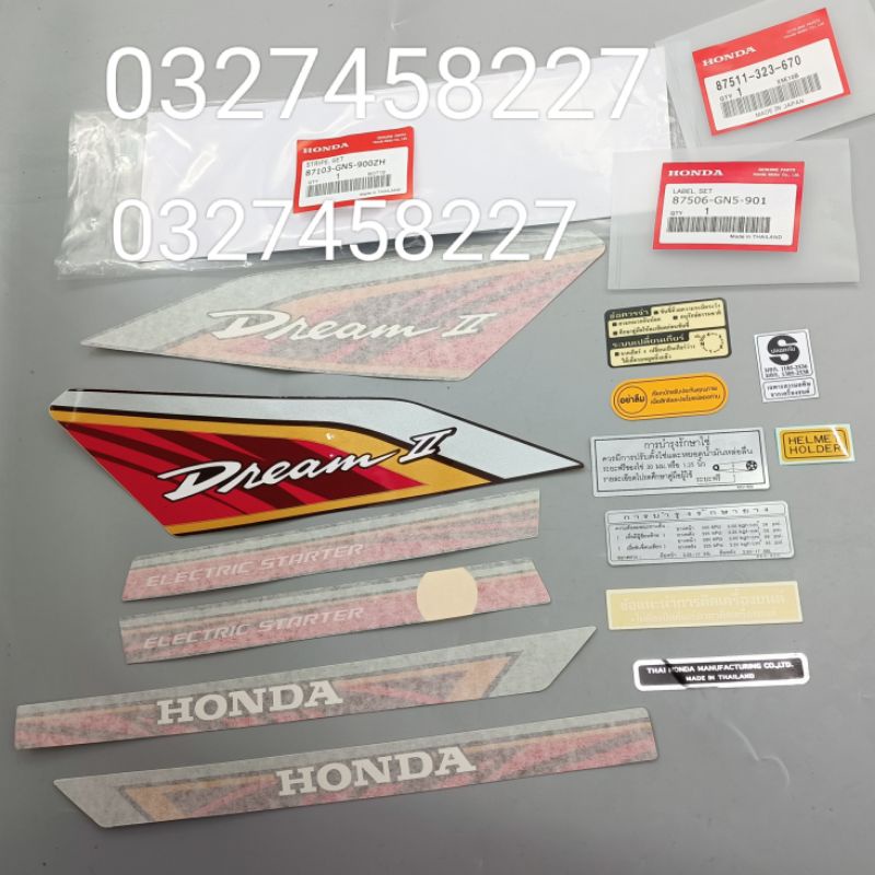 Full bộ tem lửa xe DREAM thái luôn tem thông số zin Honda