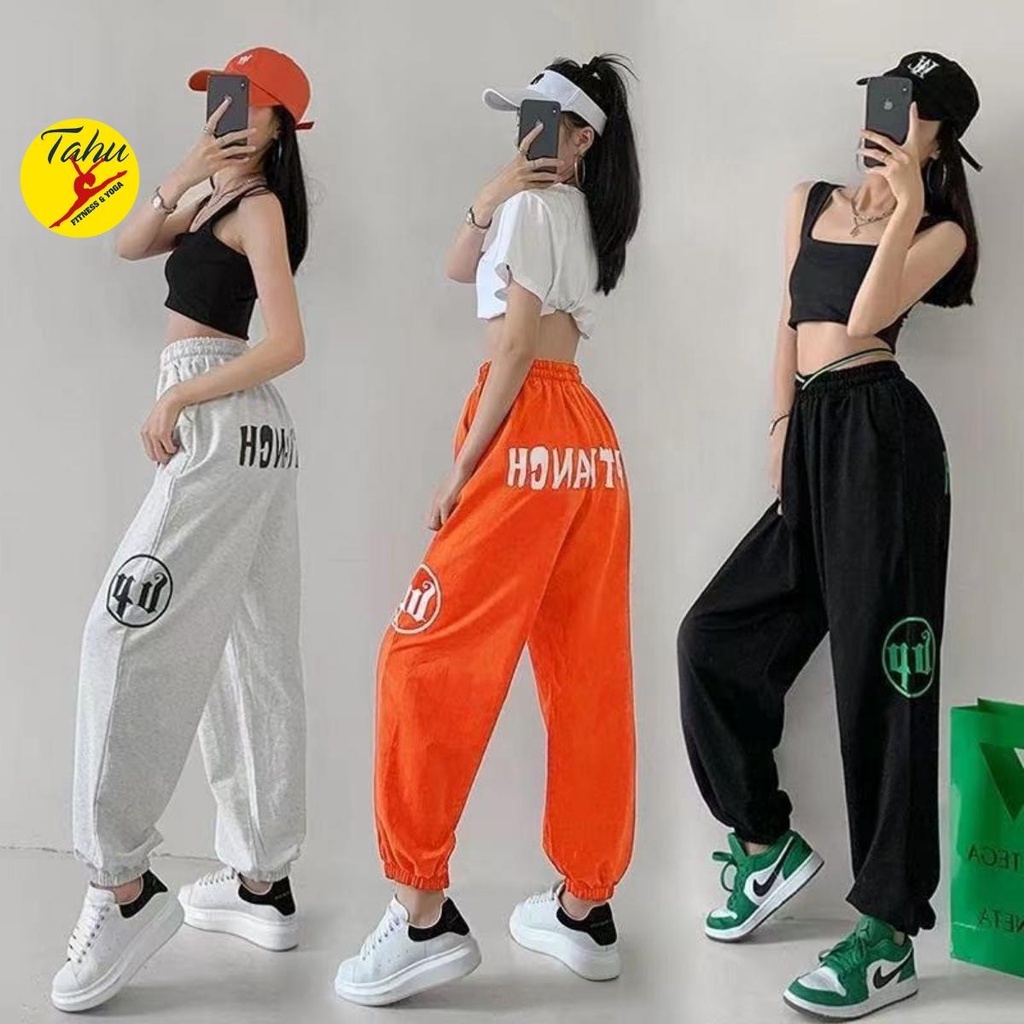 Quần JOGGER nữ Chun dập bản rộng đa năng nhảy Zumba Erobic Tập Gym Yoga đi chơi