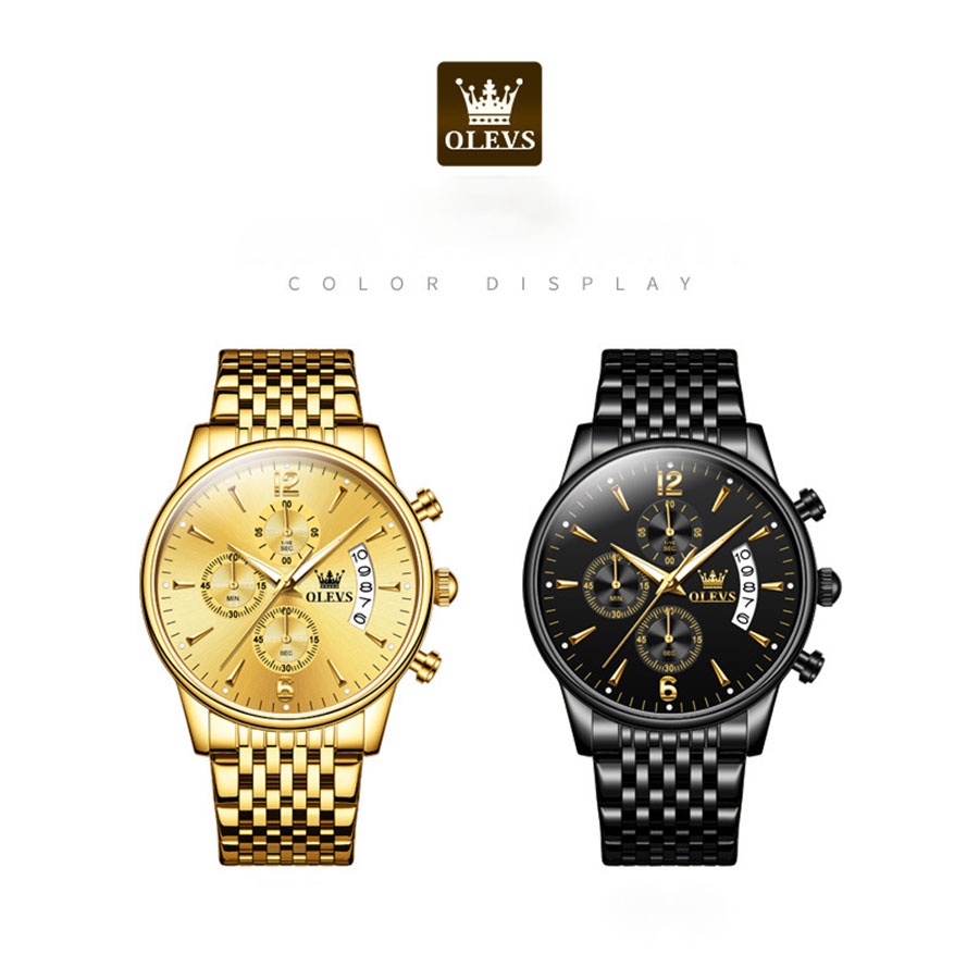 Đồng hồ nam doanh nhân Olevs size 42mm,dây đeo thép không gỉ,chống nước 30m