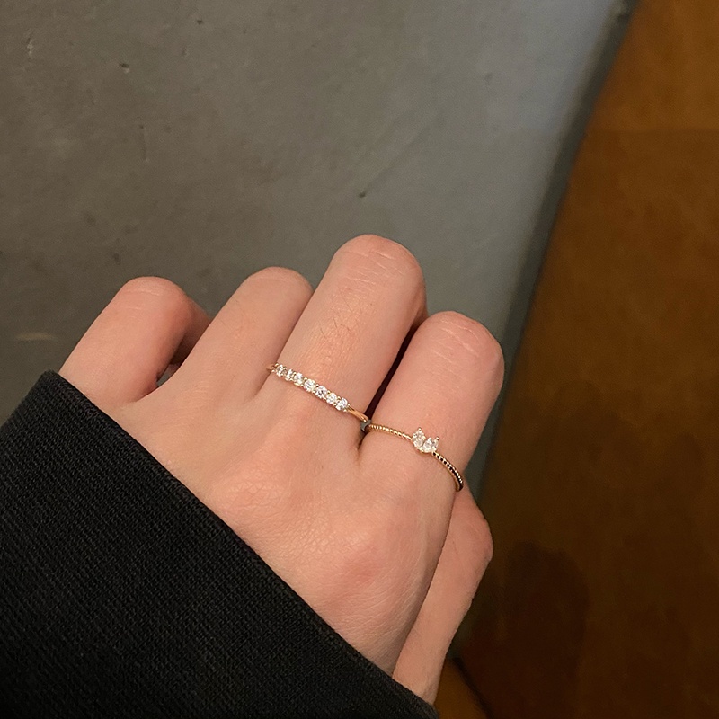 Nhẫn Đính Đá Zircon Phong Cách Hàn Quốc Sang Trọng Cho Nữ