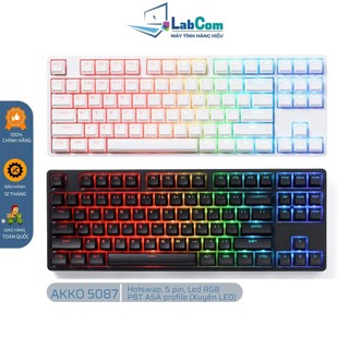 Bàn phím cơ có dây akko 5087 rgb black | white keycap asa xuyên led rgb | hotswap | foam tiêu âm | akko jelly switch