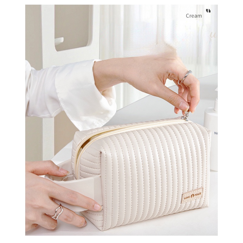 Túi Da PU Đựng Mỹ Phẩm Hình Bát Giác Chống Thấm Nước Tiện Dụng