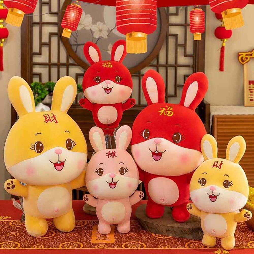 Thỏ Nhồi Bông Cotton Phong Cách Trung Hoa Dễ Thương Dùng Trang Trí Nhà Cửa / Năm Mới