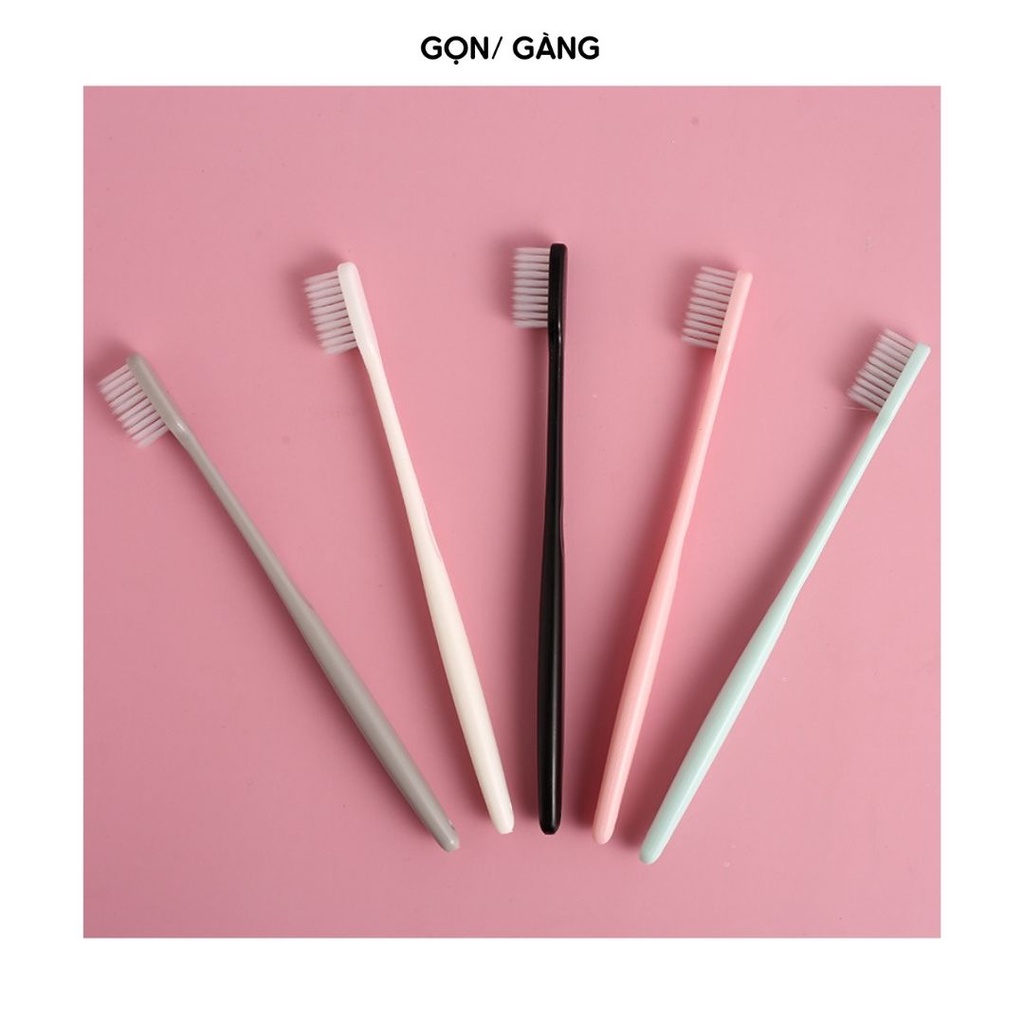 Bàn chải du lịch dã ngoại lông mềm màu Pastel thân nhựa chắc chắn 18 cm chuyên dụng vệ sinh răng miệng Gọn Gàng