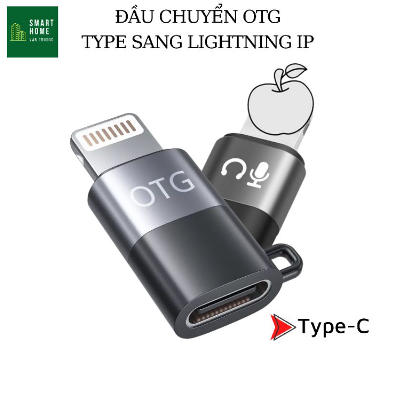 Đầu chuyển đổi Type-C sang Lighningt tai nghe và micro cho IP