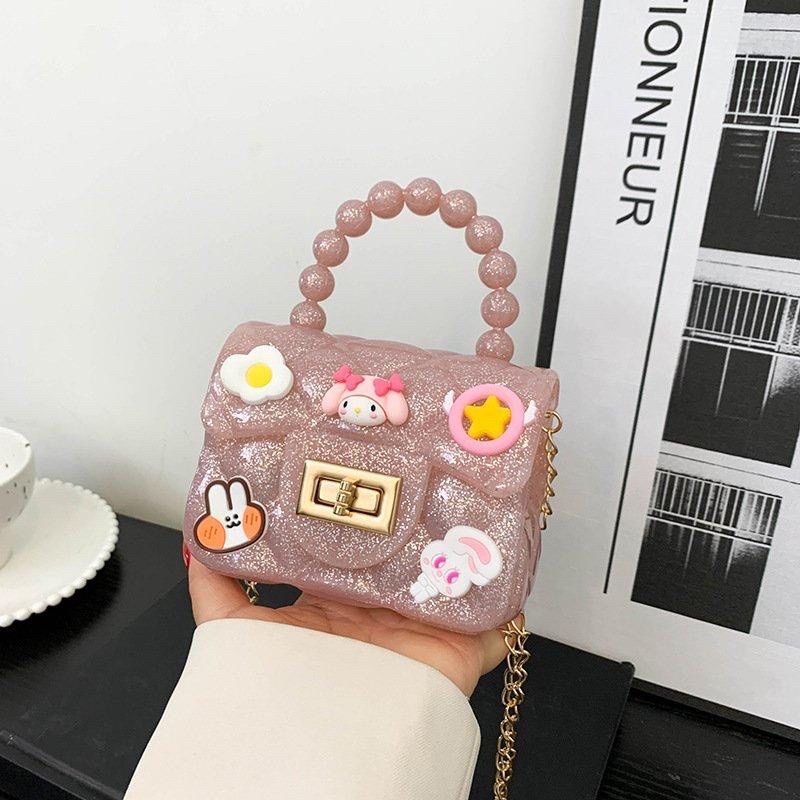 Túi Ngọc đeo chéo cho bé gái có dán sticker hoạt hình ngộ nghĩnh