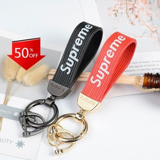 Móc khóa dây da in logo SUPREME cao cấp bền bỉ
