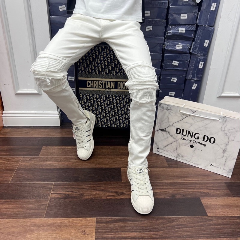 Quần Jean Dài Nam Màu Trắng Phong Cách Thời Trang Cao Cấp