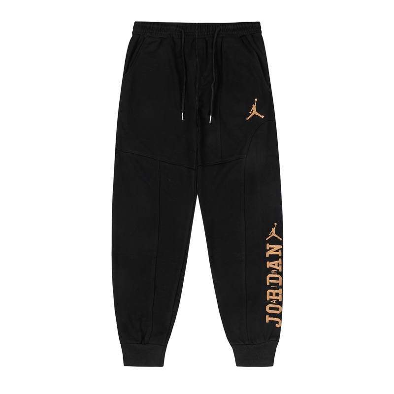 A&amp;J High Street Fashion Creative Splice Design Classic Icon Logo Embroidery Casual Comfortable Terry Pants ##