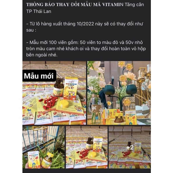 VITAMIN TĂNG CÂN TP Thái Lan 100 viên - Hàng Chính Hãng - Bs Hạnh