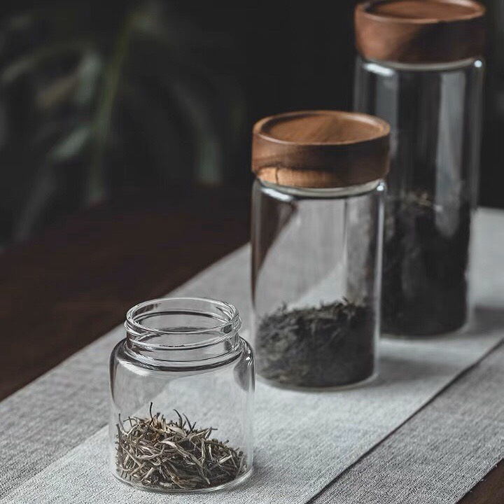Hũ thủy tinh nắp gỗ xoáy, Hũ gia vị, Hũ hạt ngũ cốc thủy tinh