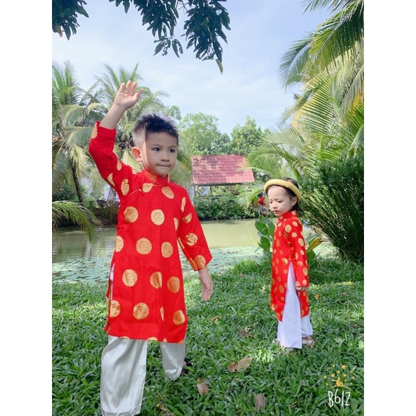 Bộ áo dài truyền thống kèm mấn cho bé trai