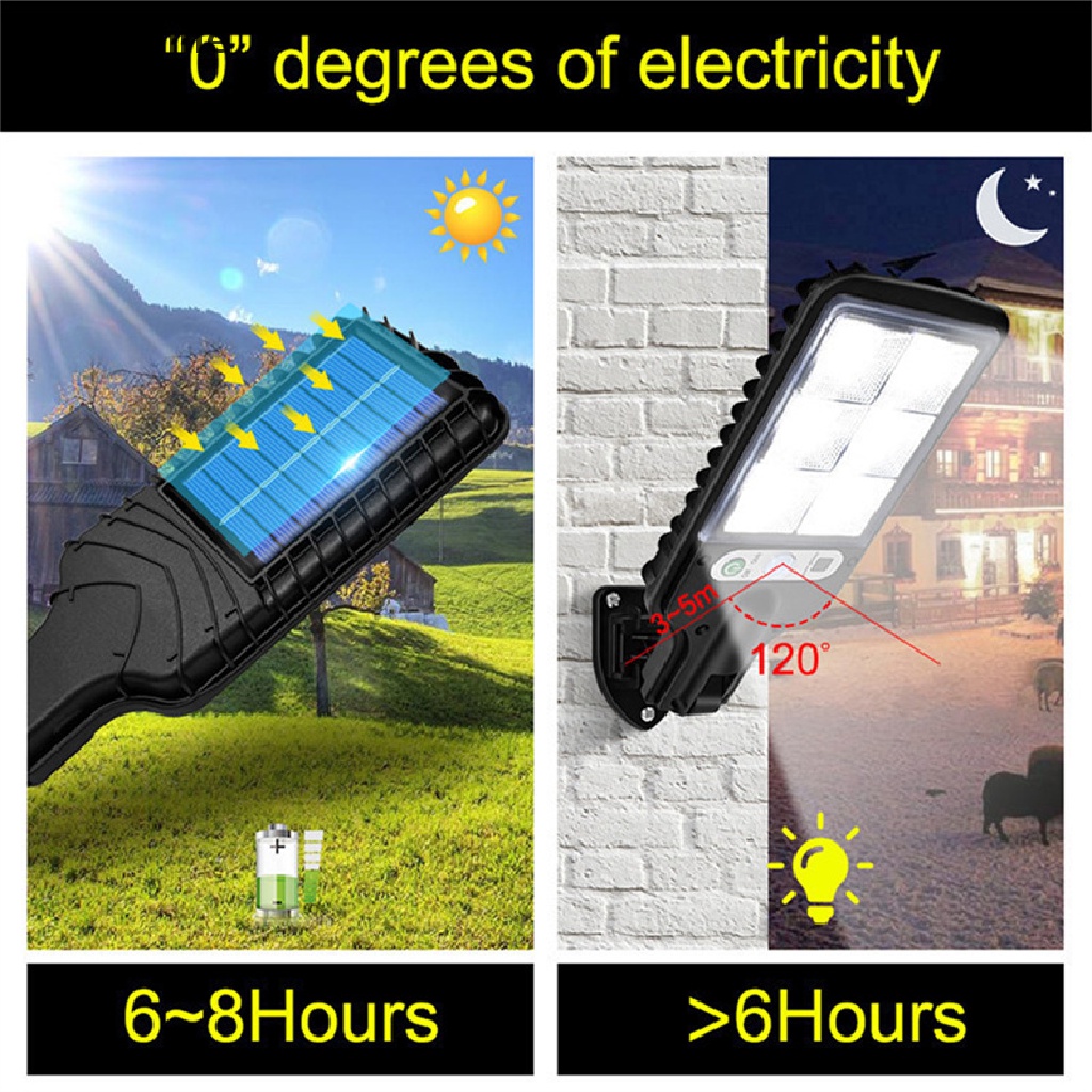 Đèn Đường LED COB + SMD 3 Chế Độ Sáng Chống Nước Cảm Biến Chuyển Động Chạy Bằng Năng Lượng Mặt Trời