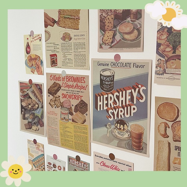 Ảnh trang trí poster dán tường hình decor vintage aesthetic retro, postcard bưu thiếp tranh giấy treo phòng ngủ bàn học