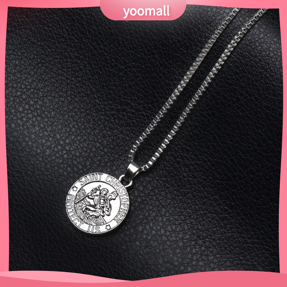 {YO} Vòng cổ Bùa Hộ Mệnh In Chữ Saint Christopher Protect Us Unisex