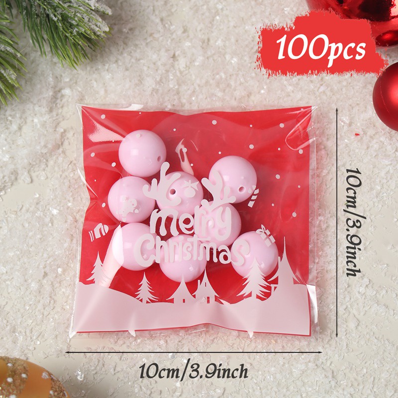 Set 100 Túi Đựng Bánh Kẹo Tự Dính Trang Trí Tiệc Giáng Sinh Năm Mới