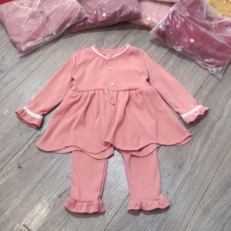 Set bộ tăm nhung babydoll cho bé gái S0004