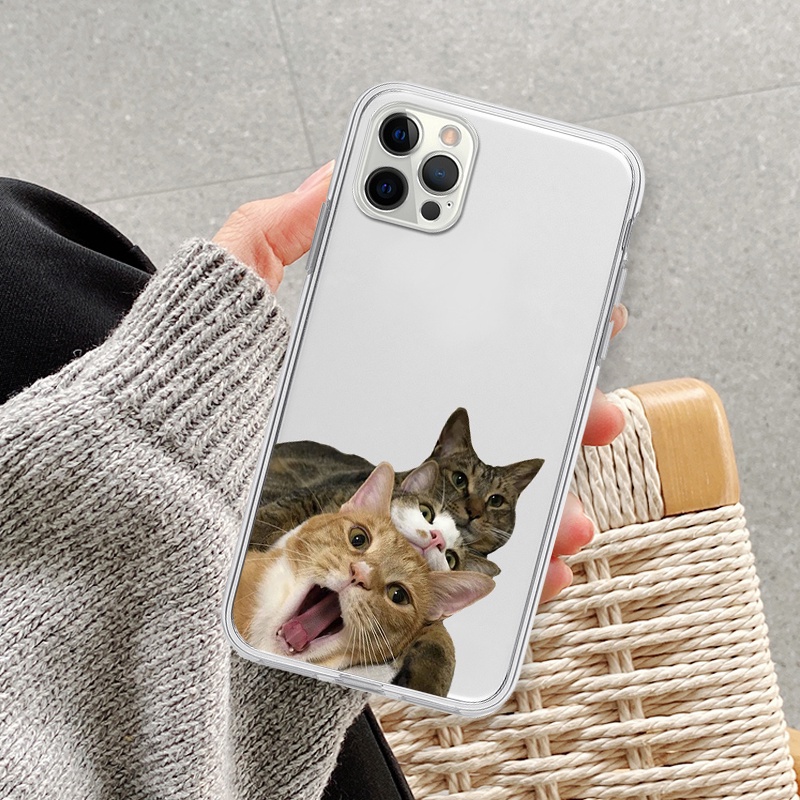 Ốp lưng iphone 3 chú mèo tạo kiểu đáng yêu ốp vuông trong bảo vệ cam 6/7plus/8/8plus/x/xs/11/12/13/14/pro/max/promax