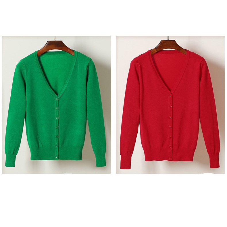 Áo len mỏng - Khoác len cardigan - Áo khoác len nữ cổ tim cài cúc màu Đen, Trắng, Hồng, Xám - Danangsale