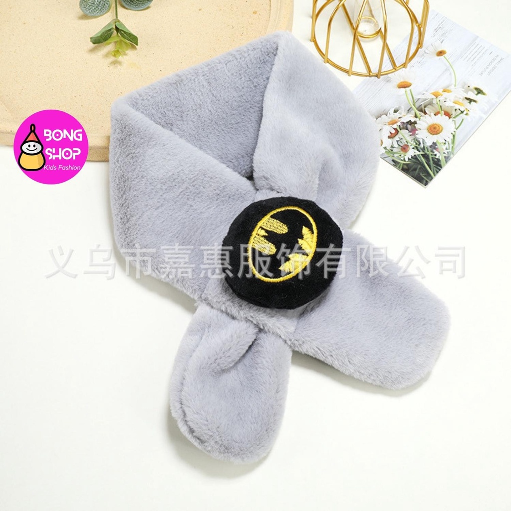 Khăn quàng cồ lông thỏ siêu nhân cho bé trai siêu mềm