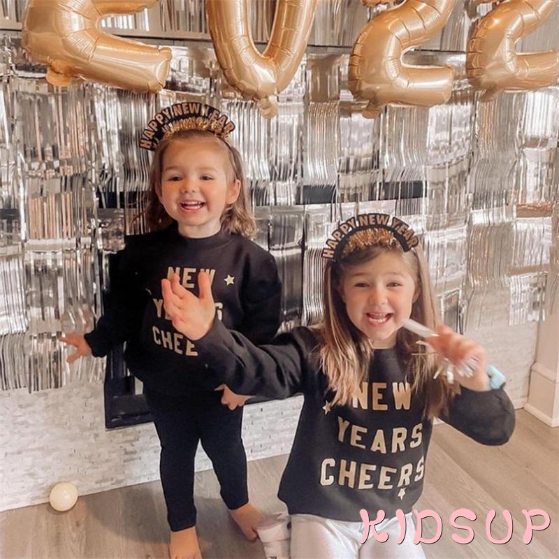 Áo Hoodie Tay Dài Cổ Tròn In Chữ Mừng Năm Mới Thời Trang Thu Đông Cho Bé Trai Và Gái 1 Tuổi