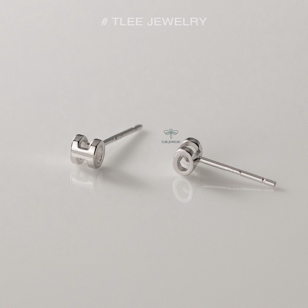 Khuyên tai bạc TLEE chữ H dáng phồng xinh xắn TleeJewelry B0237