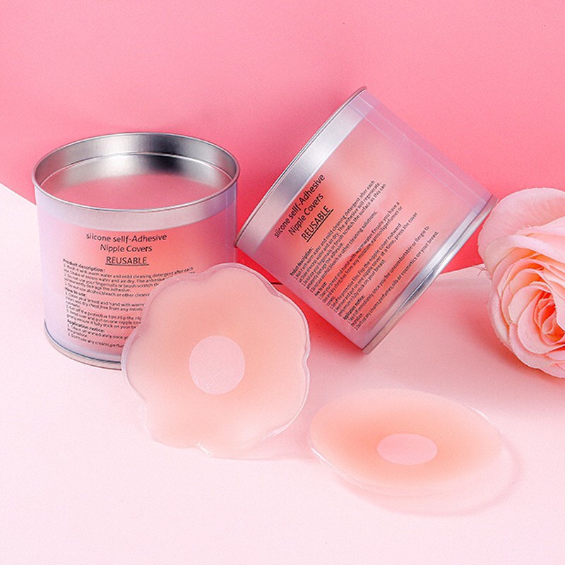 Miếng Dán TiHộp 5 cặp 10 Miếng☘️Dán Ngực Tàng Hình chất liệu silicol dùng lại đc nhiều lần☘️lót Ngực Nhũ Hoa dán đầu ti