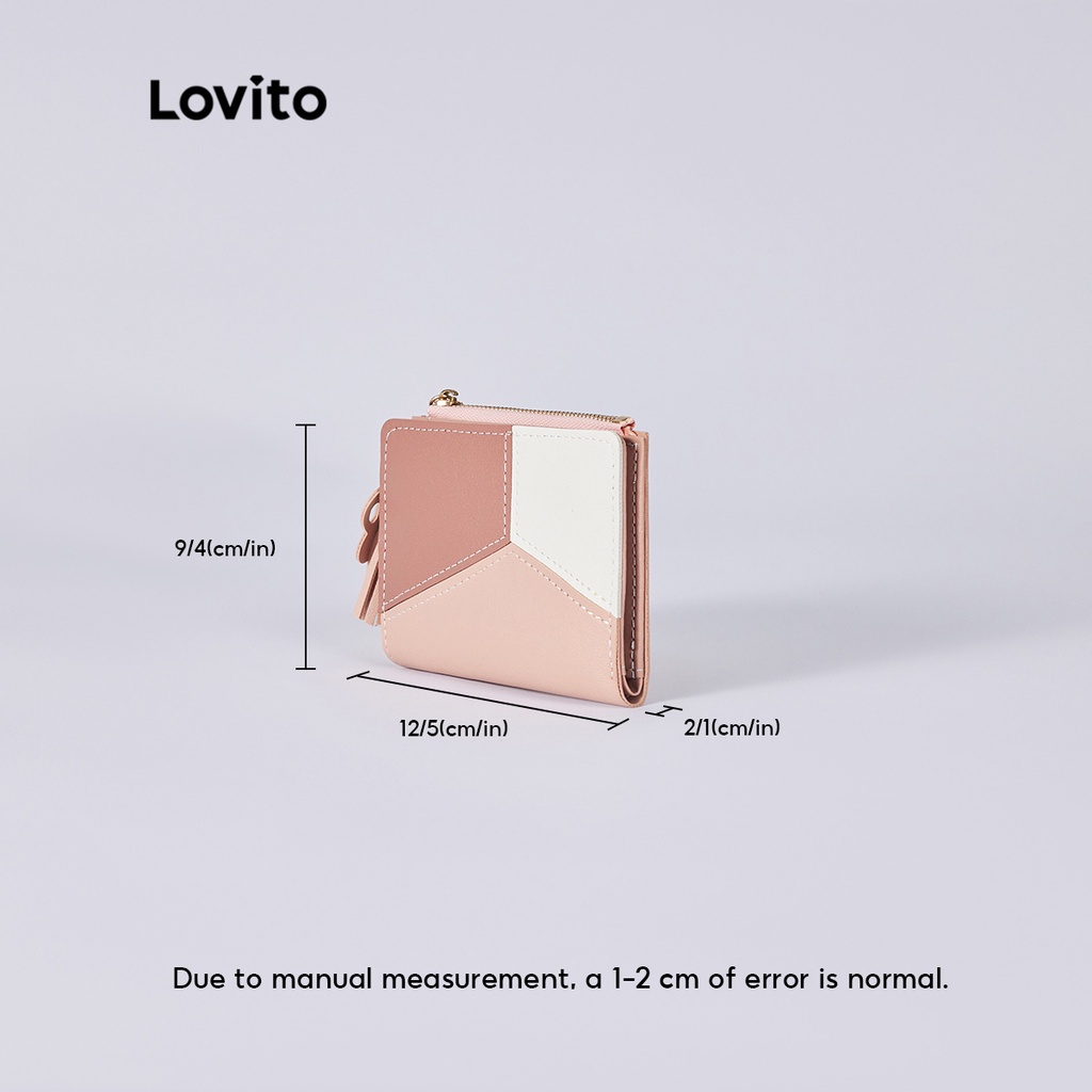 Túi LOVITO hai ngăn dạng dây kéo ghép nối màu sắc phối tua rua dễ thương cho nữ L38BA30 (màu xanh lam)