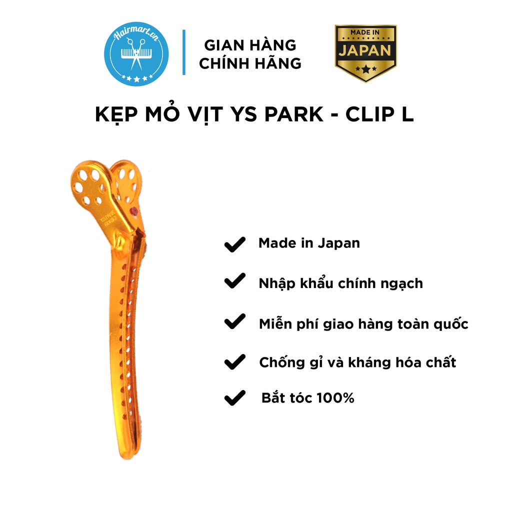 Kẹp mỏ vịt làm tóc YS PARK nhôm chống gỉ kháng hóa chất size L chính hãng - Hair Mart