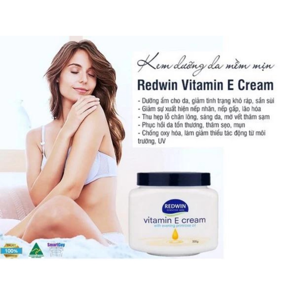 Kem dưỡng Vitamin E Cream Redwin dưỡng ẩm làm mềm mịn da 300g