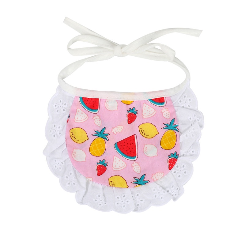 Yếm Ăn Cỡ Nhỏ / Vừa / Cam In Họa Tiết Sọc Caro Dễ Thương Tiện Dụng Cho Thú Cưng