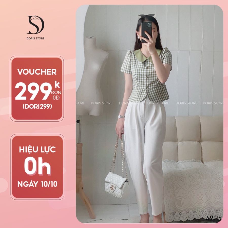 Quần âu công sở nữ DORIS thiết kế cạp xếp ly eo cao dáng baggy chất mango cao cấp thanh lịch trẻ trung Q1420
