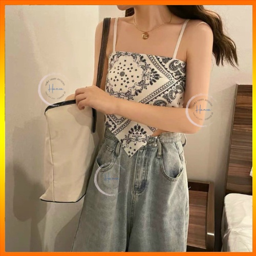 Áo Yếm 2 Dây Thổ Cẩm Nữ Kiểu Khăn Thắt Nơ Sau Lưng Độc Đáo Cá Tính Vải Tơ Lụa Mềm Mại Hanva