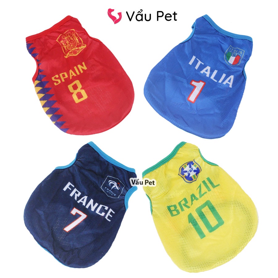 Áo cho chó mèo ba lỗ lưới bóng đá - Quần áo cho chó poodle, con, lớn, mèo, thú cưng Vẩu Pet Shop *