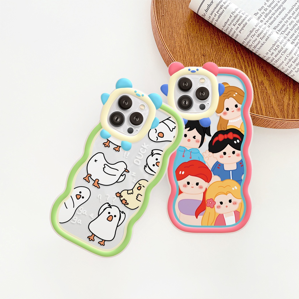 Ốp lưng iphone viền gấu lượn sóng Duck công chúa 6/6plus/6s/6splus7/7plus/8/8plus/x/xr/xs/11/12/13/14/pro/max/plus/plượn