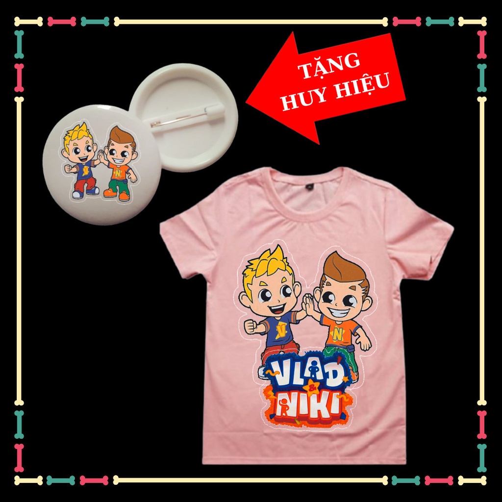 Áo phông trẻ em nhân vật hoạt hình VLAD NIKI dễ thương, TẶNG kèm huy hiêu