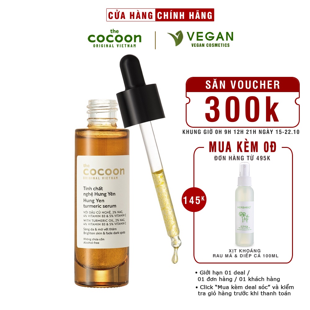 Tinh chất nghệ Hưng Yên cocoon 30ml (turmeric serum) thuần chay