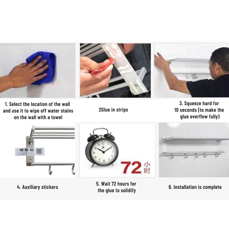 Giá Treo Khăn Gắn Tường Đa Năng Có Thể Gấp Gọn Tiện Dụng