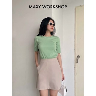 Áo thun nữ ôm dáng Knitted basic tee mint Maxy Workshop