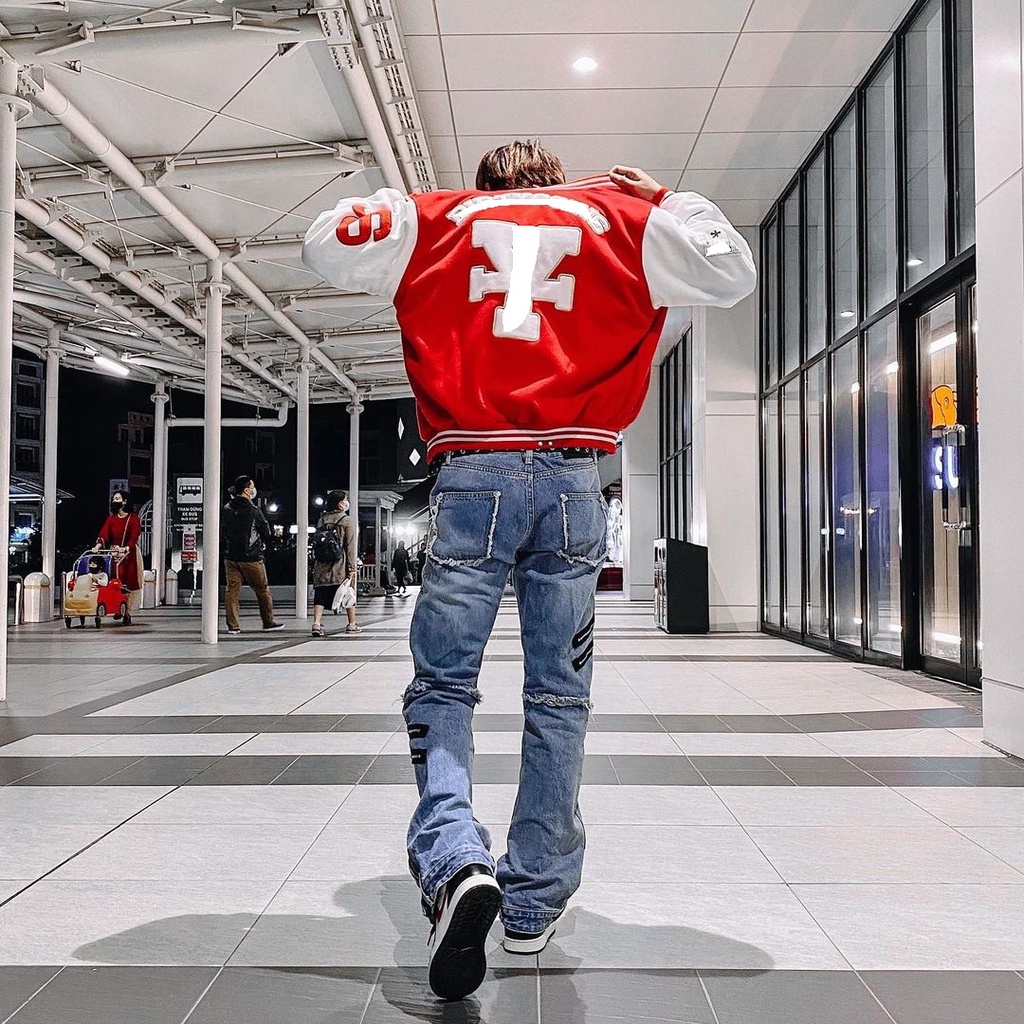 Áo Khoác Varsity Embroidered Varsity Jacket - Red nam nữ chất Nỉ KunS4